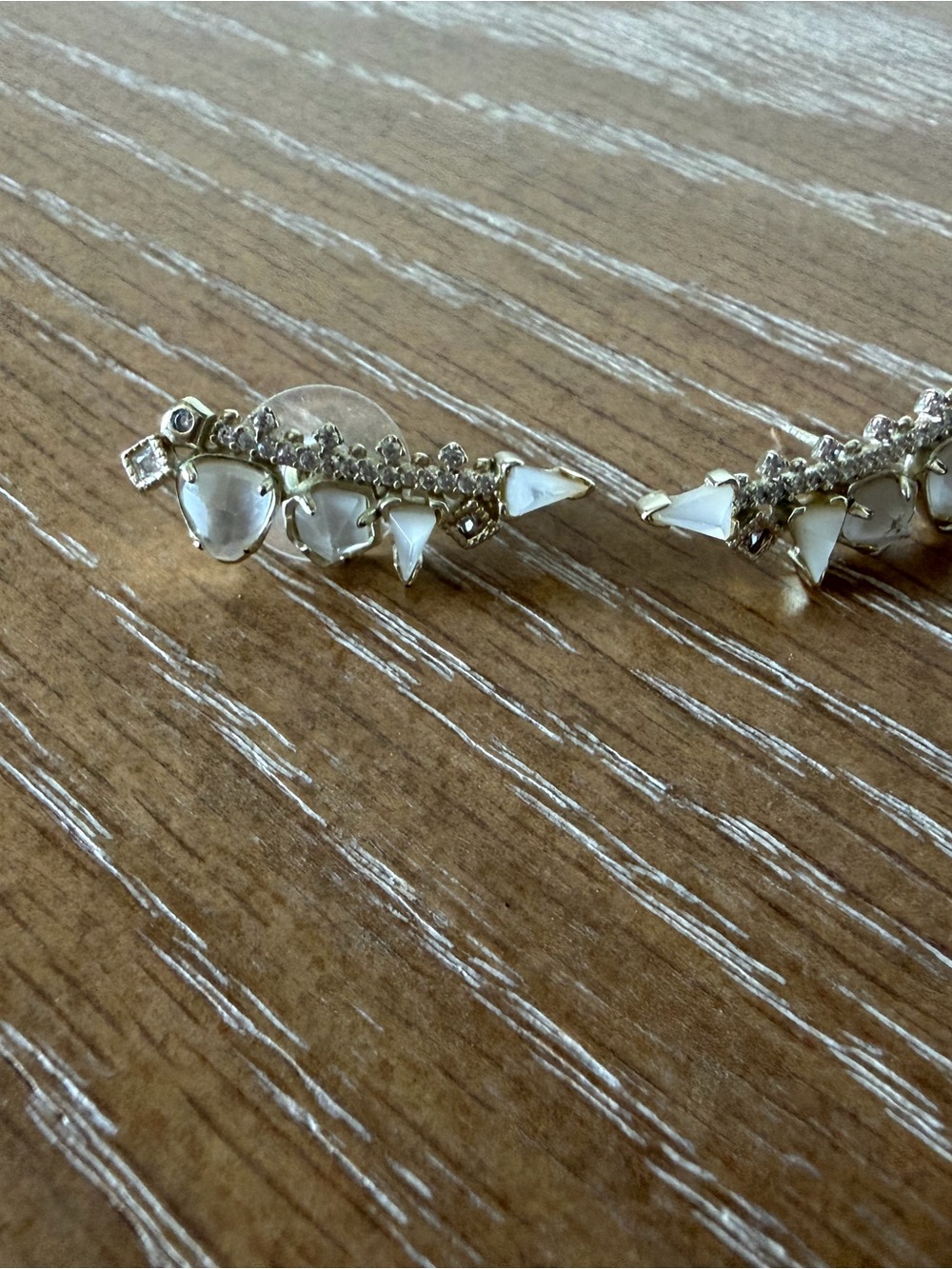 Kendra Scott Gold Tone Ear Climbers with White Opalescent Stones